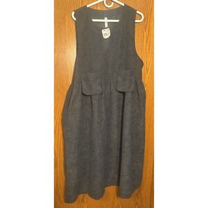 NWT ZENANA Black Corduroy Sleeveless Overall‎ 4 Pockets Layer Preppy Dress Large